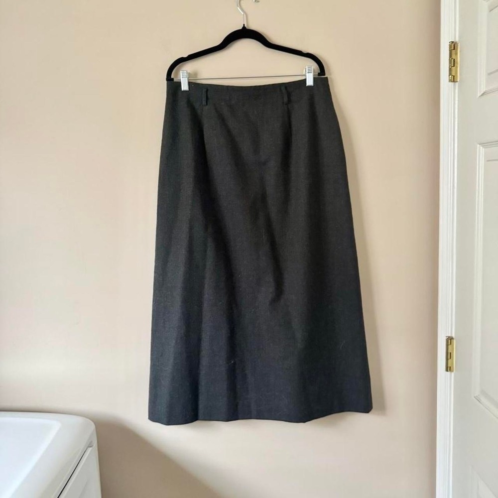 Vintage Charcoal Grey Wool Skirt Size 16 siren minimal office midi maxi